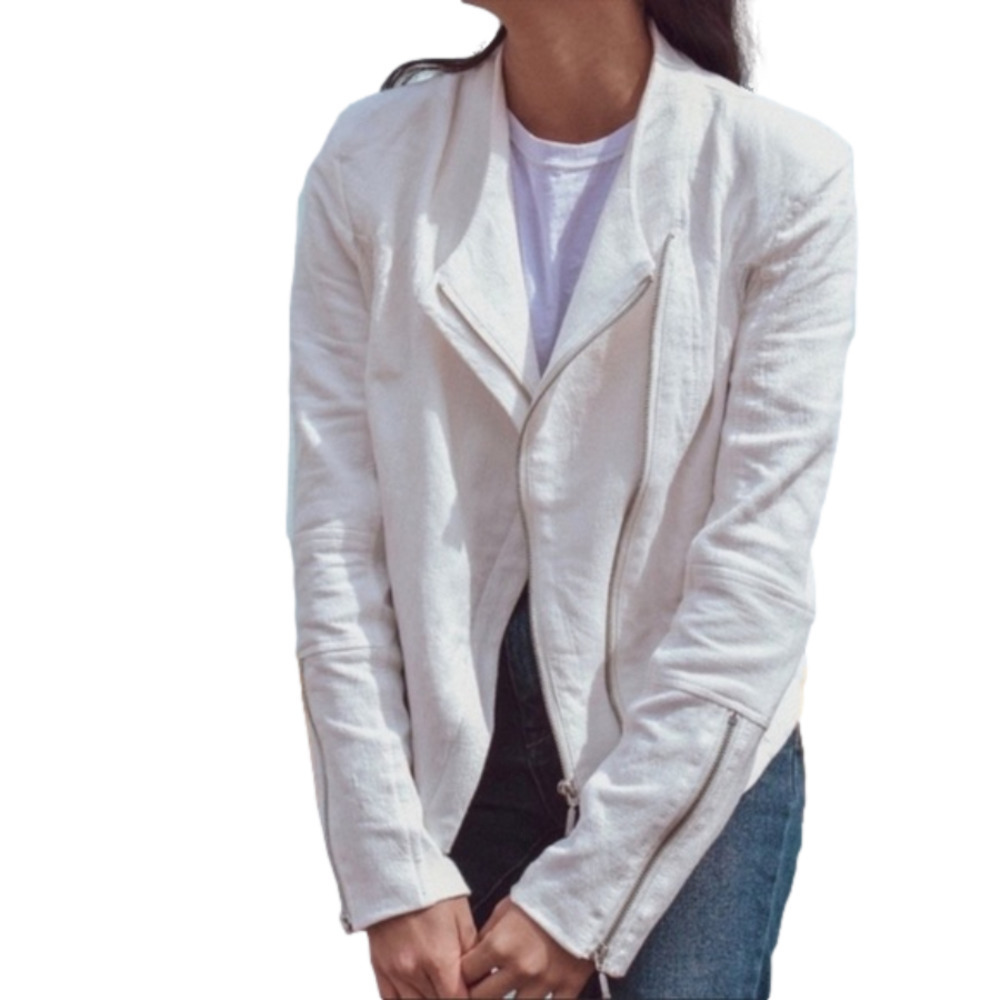 BLANK NYC White Moto Blazer with Mesh Detail Size Size Large Cropped - Picture 2 of 16